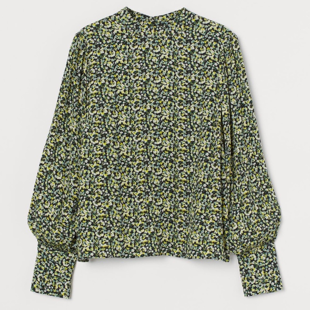 H&M Black/Yellow Floral Crêped Blouse